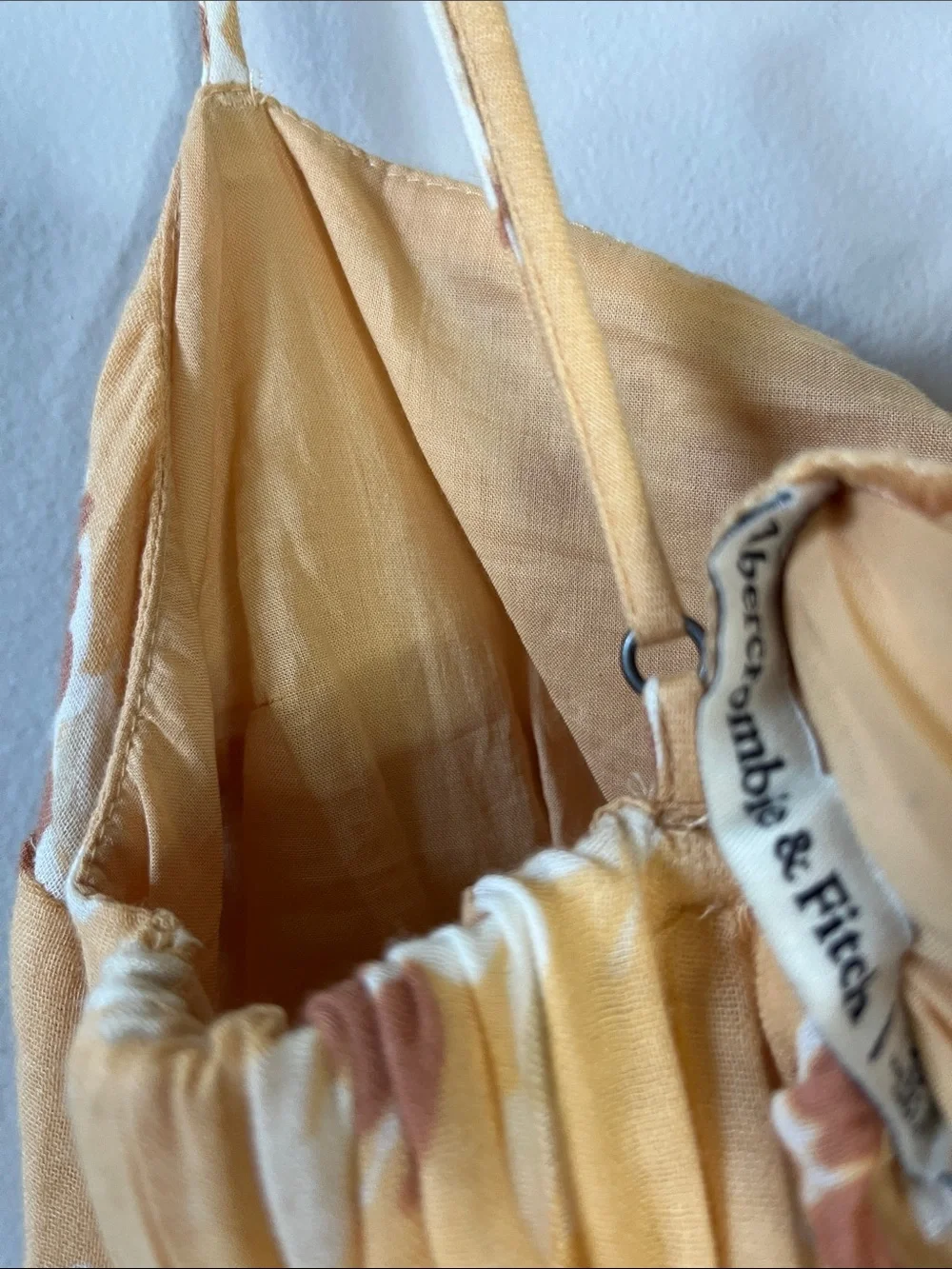 Abercrombie and Fitch butter yellow floral 100% cotton babydoll maxi gauzy dress